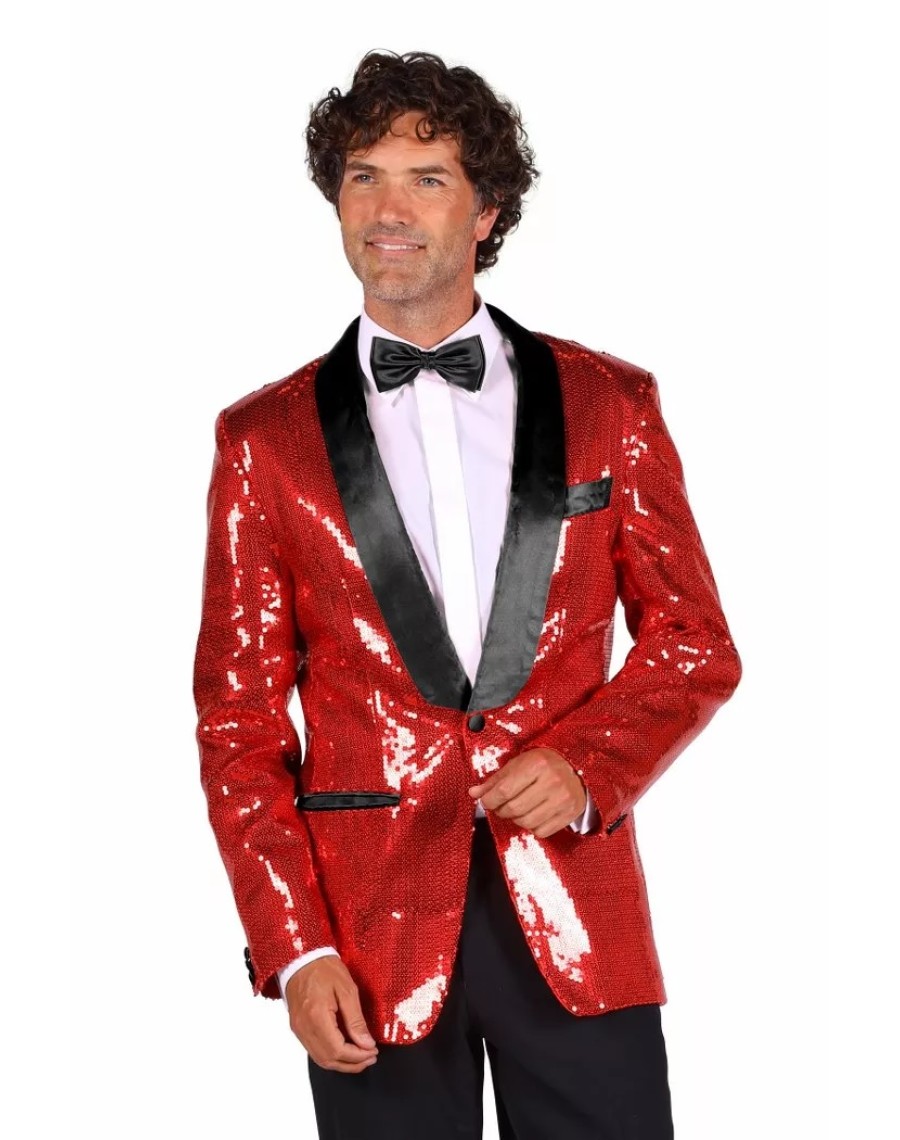 Red sequin store tuxedo jacket